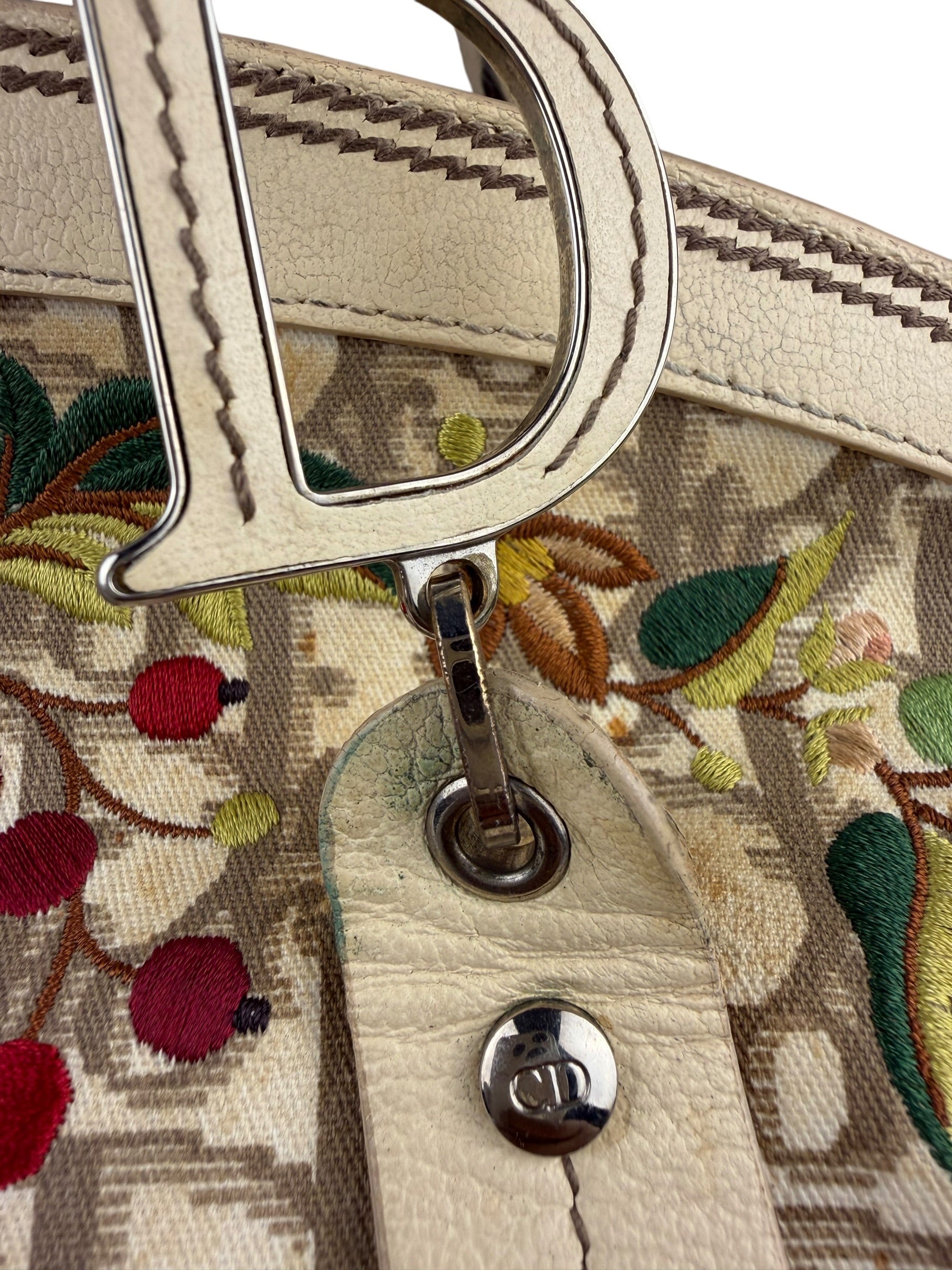 Christian Dior Vintage Monogram Flower Frame Satchel Hand Bag