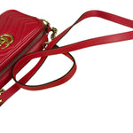 Gucci Leather GG Red Marmont Crossbody