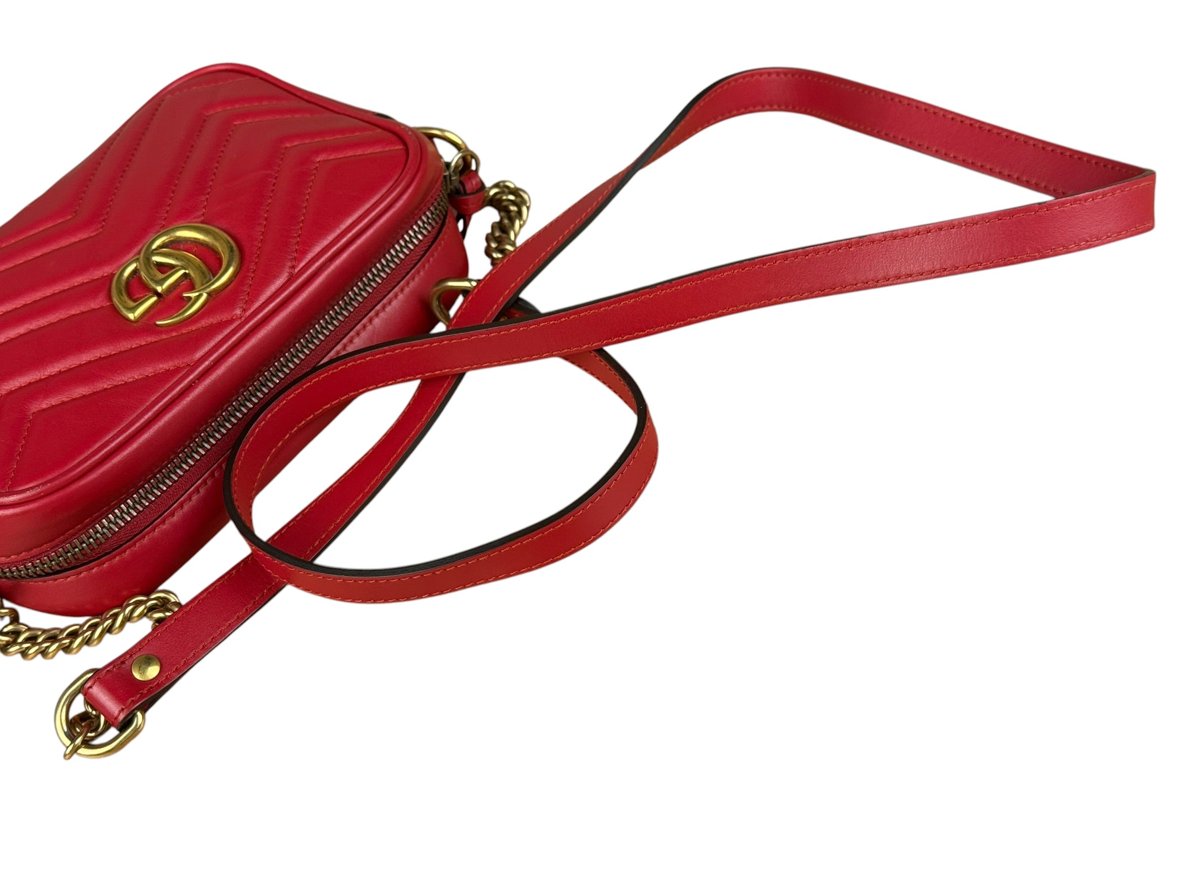 Gucci Leather GG Red Marmont Crossbody