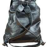 Balenciga Black Leather Classic Traveler Backpack