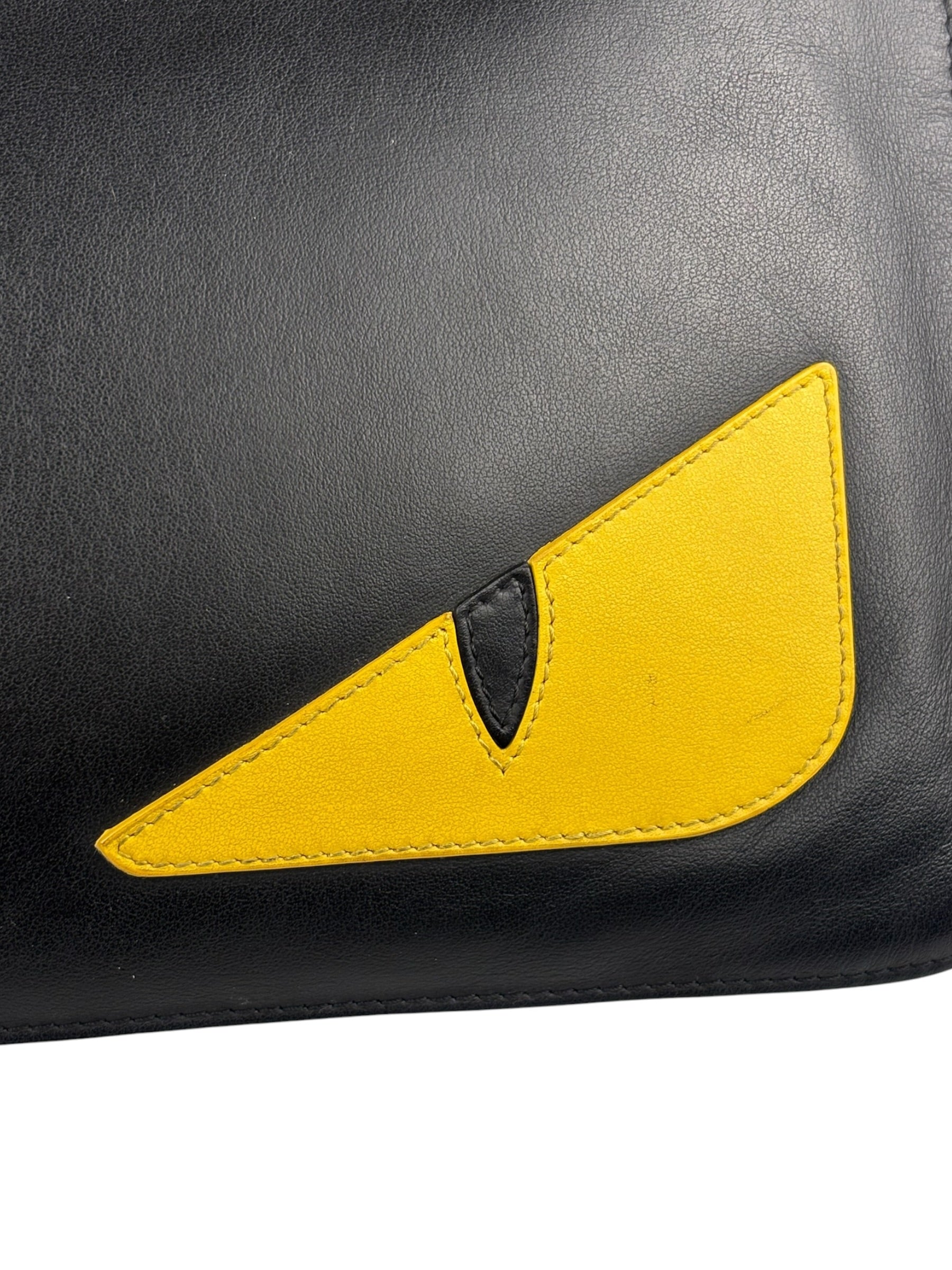 Fendi Black Monster Eye Leather Pouch/Clutch