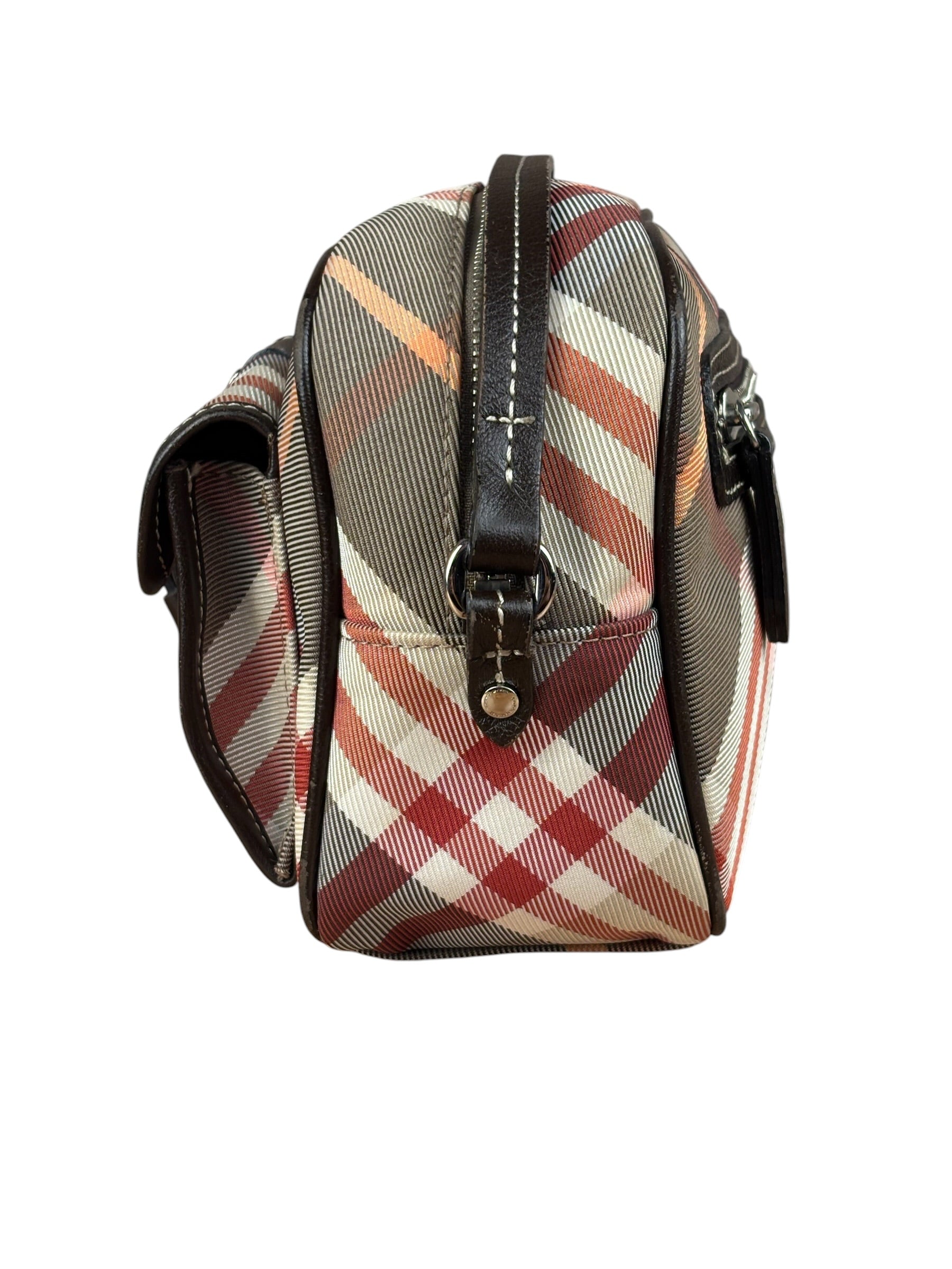 Burberry Nylon Leather Trim Nova Check Crossbody Bag
