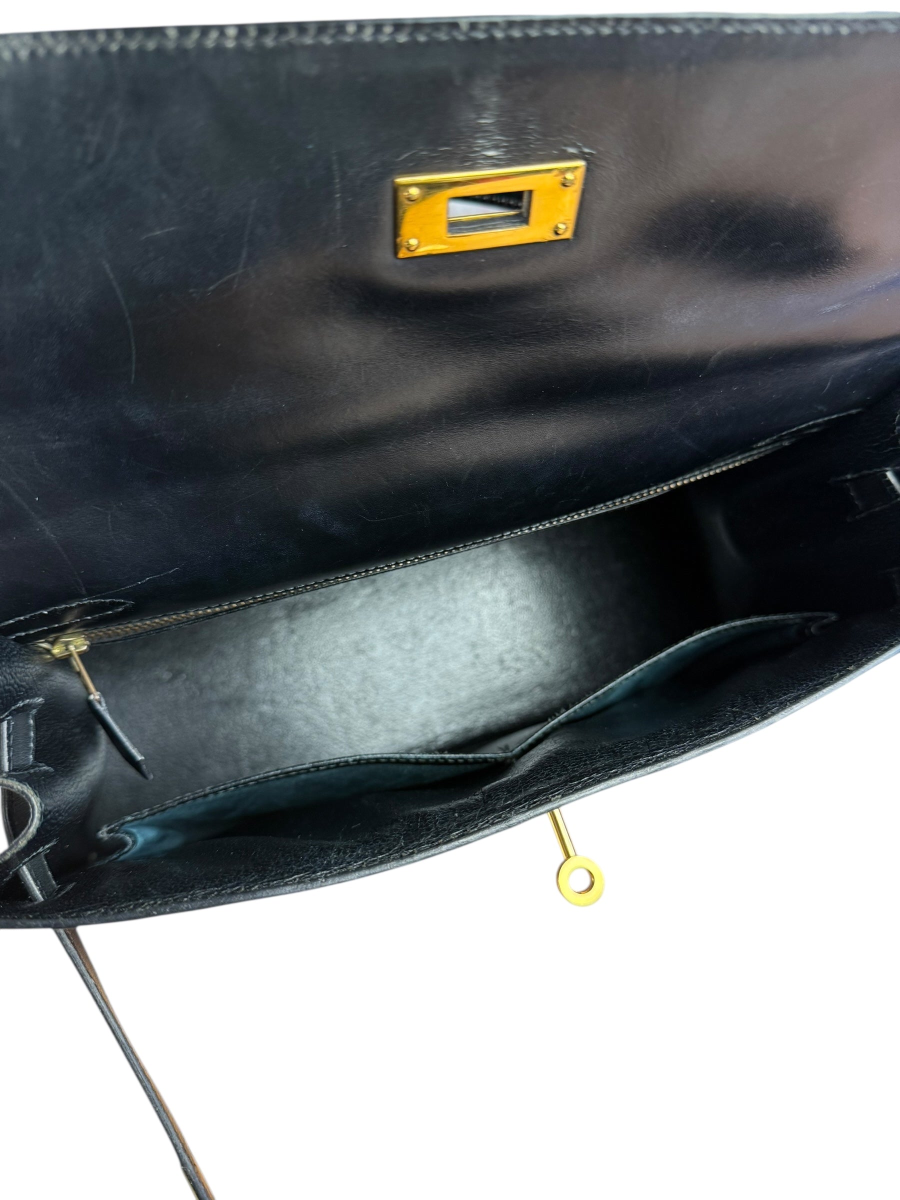 Hermes Kelly 32 Black Box Leather 1991