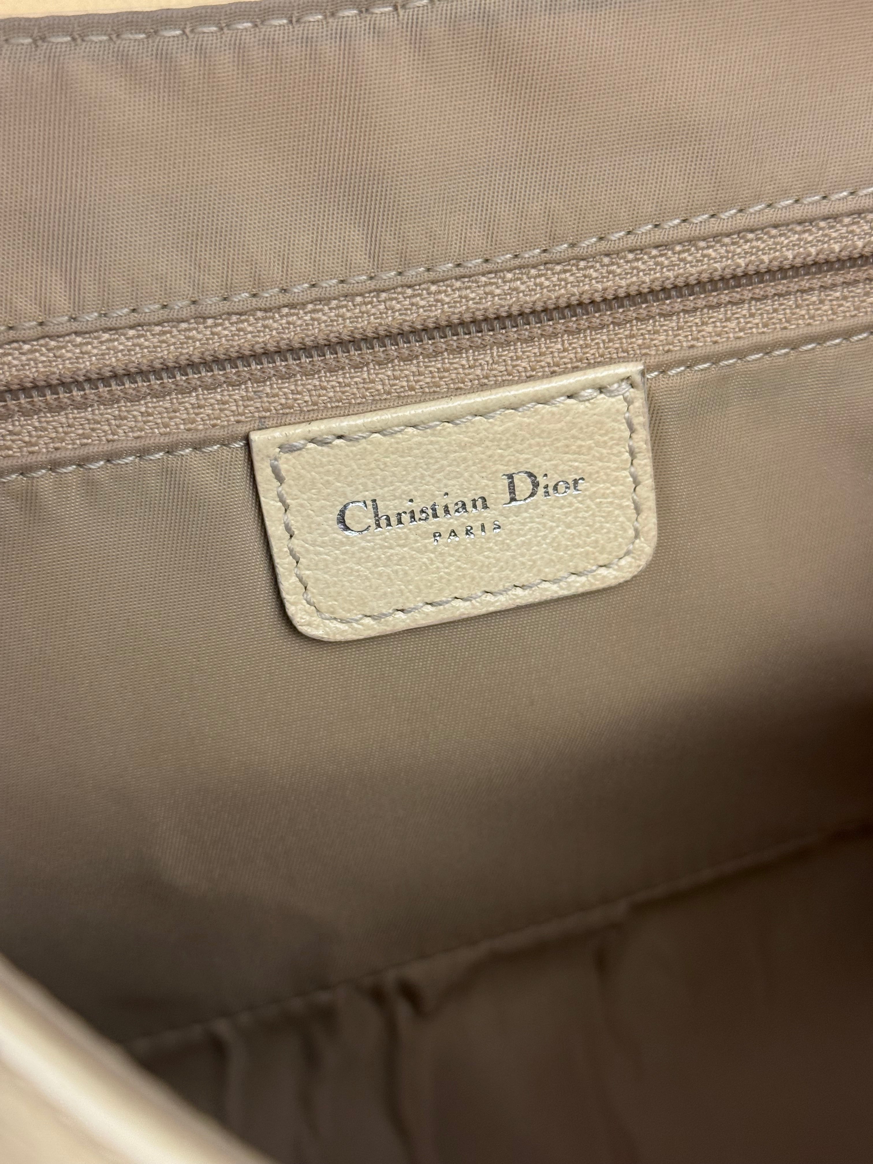 Christian Dior Vintage Beige Leather Stitch Saddlebag