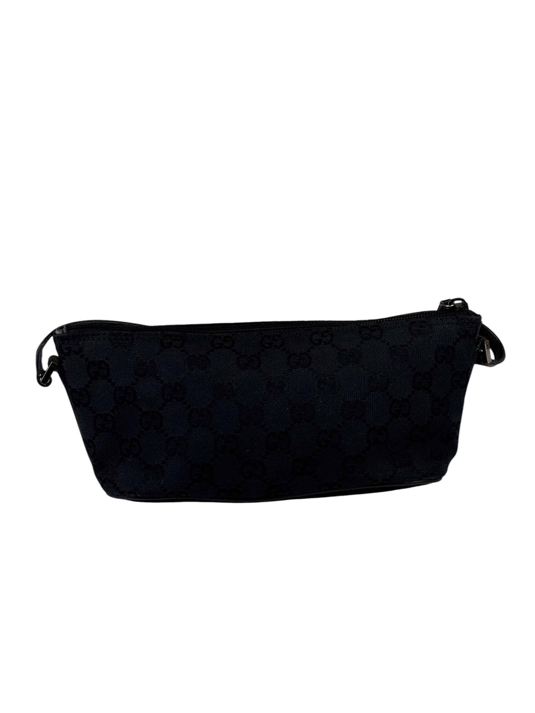Gucci Black Canvas GG Print Mini Boat Pochette