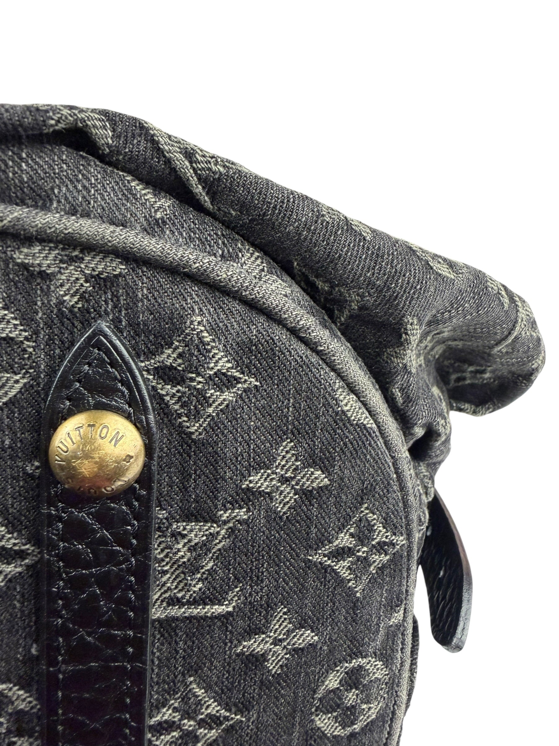 Louis Vuitton Black Denim Mahina Hobo Bag XL