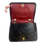 Chanel CC Vintage Black Quilted Chain Flap Bag