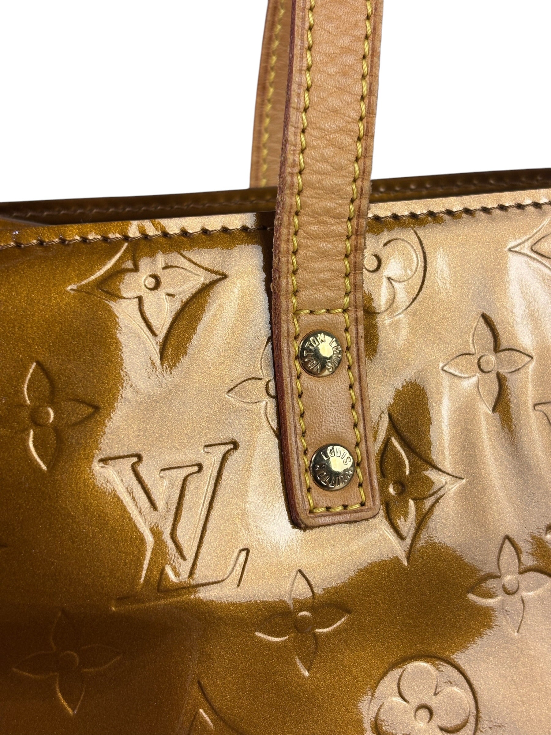 Louis Vuitton Metallic Bronze Vernis Reade MM