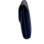 YSL Navy Blue Chevron Leather Cassandre Envelope Wallet On Chain