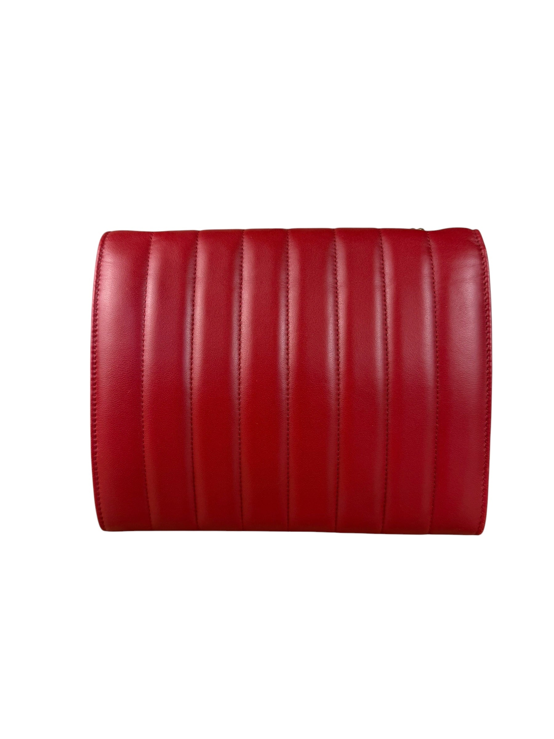 Saint Laurent Red Quilted Leather Vicky Flap Shoulder Bag