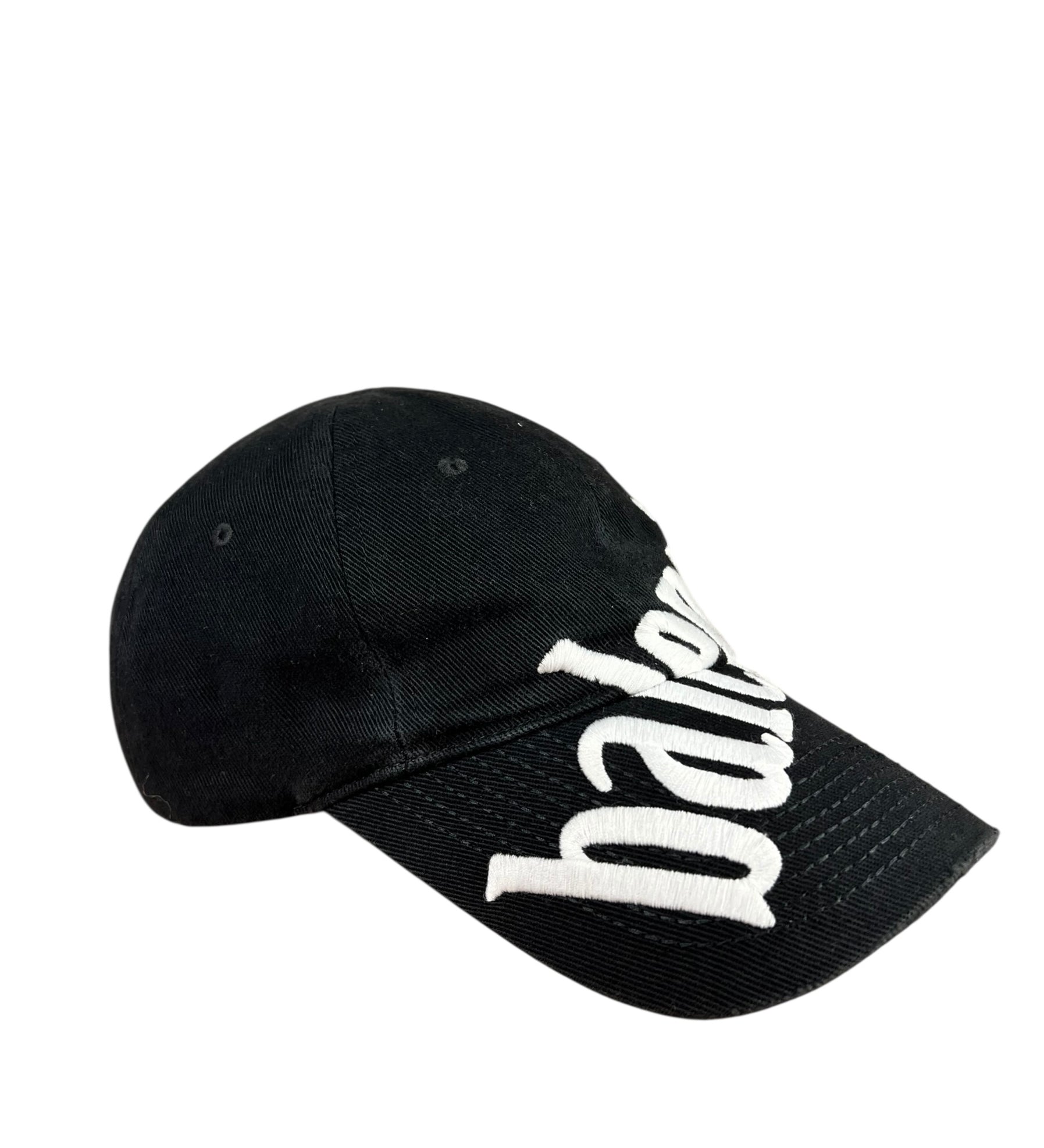 Balenciaga Diagonal Embroidered Logo Cap Black