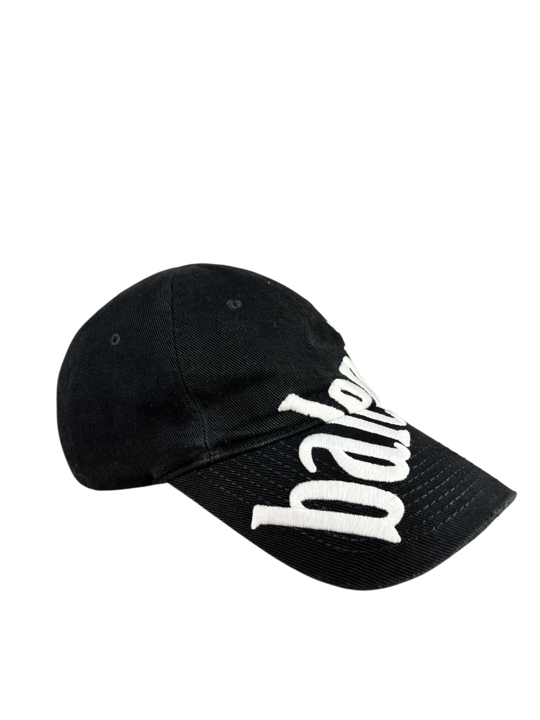 Balenciaga Diagonal Embroidered Logo Cap Black