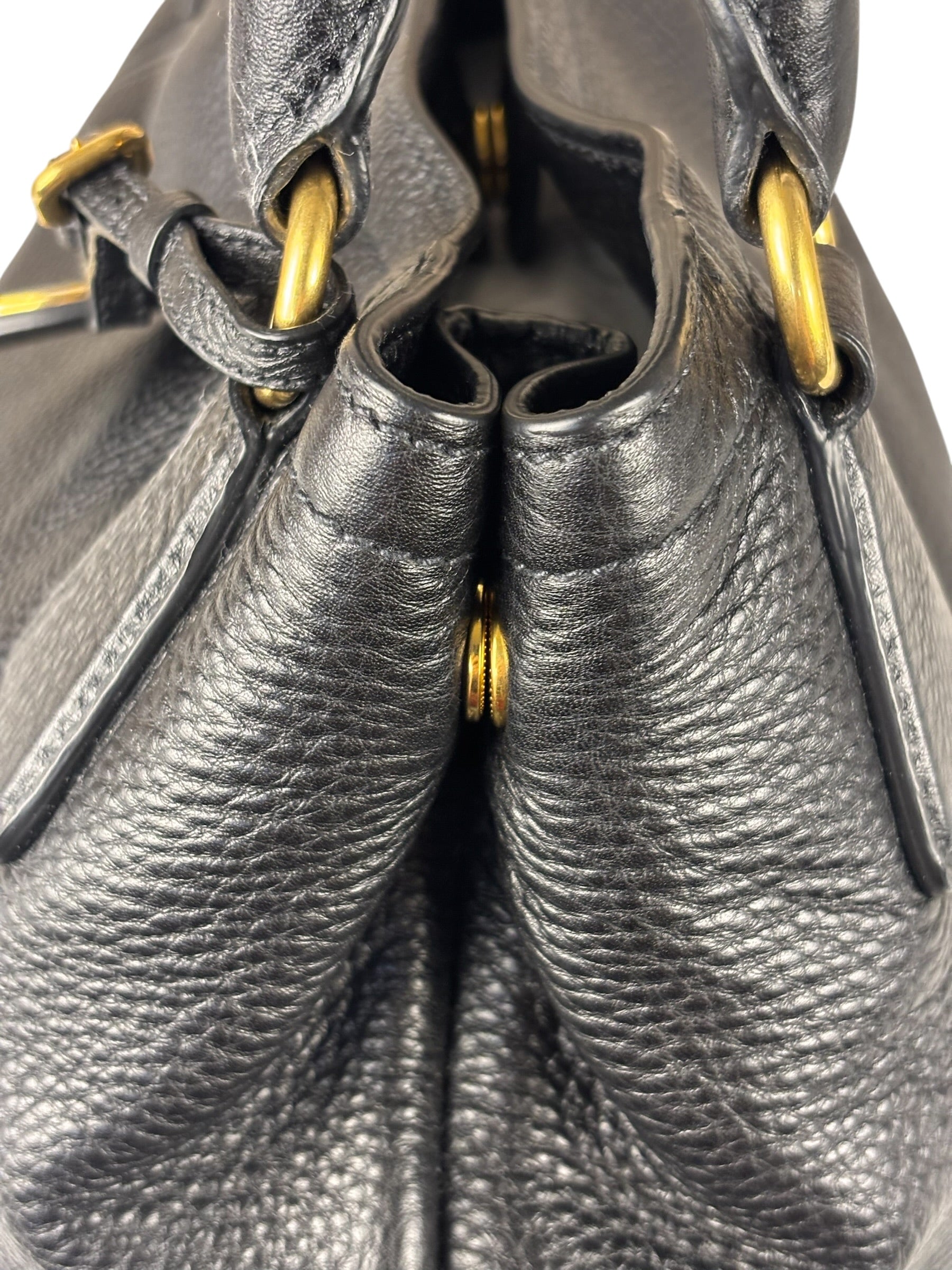 Prada Black Leather Vitello Daino 2Way Handbag