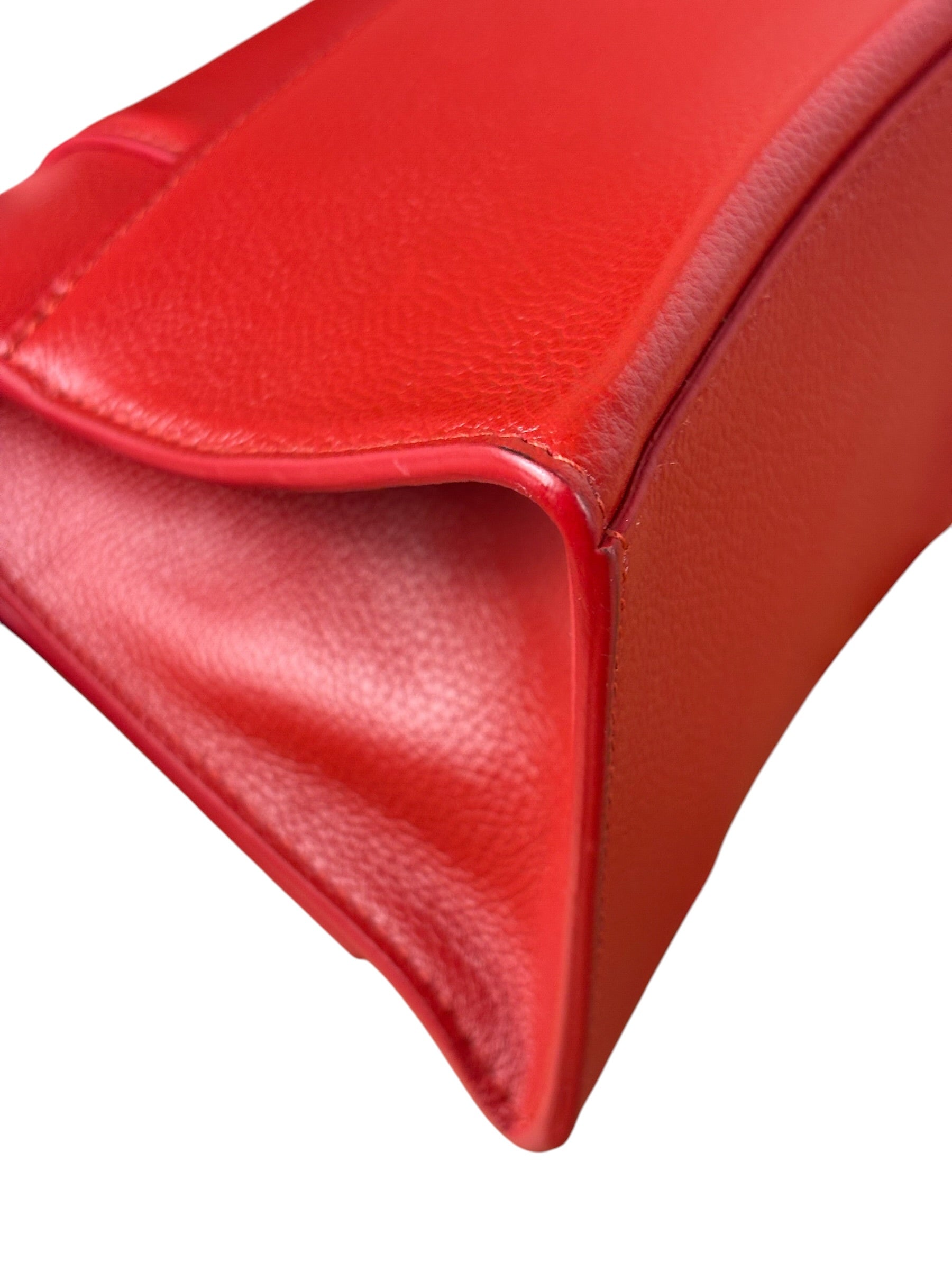 Balenciaga Red Leather Hourglass Small Two-Way Bag