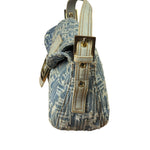 Fendi Blue Denim Zucca  Baguette