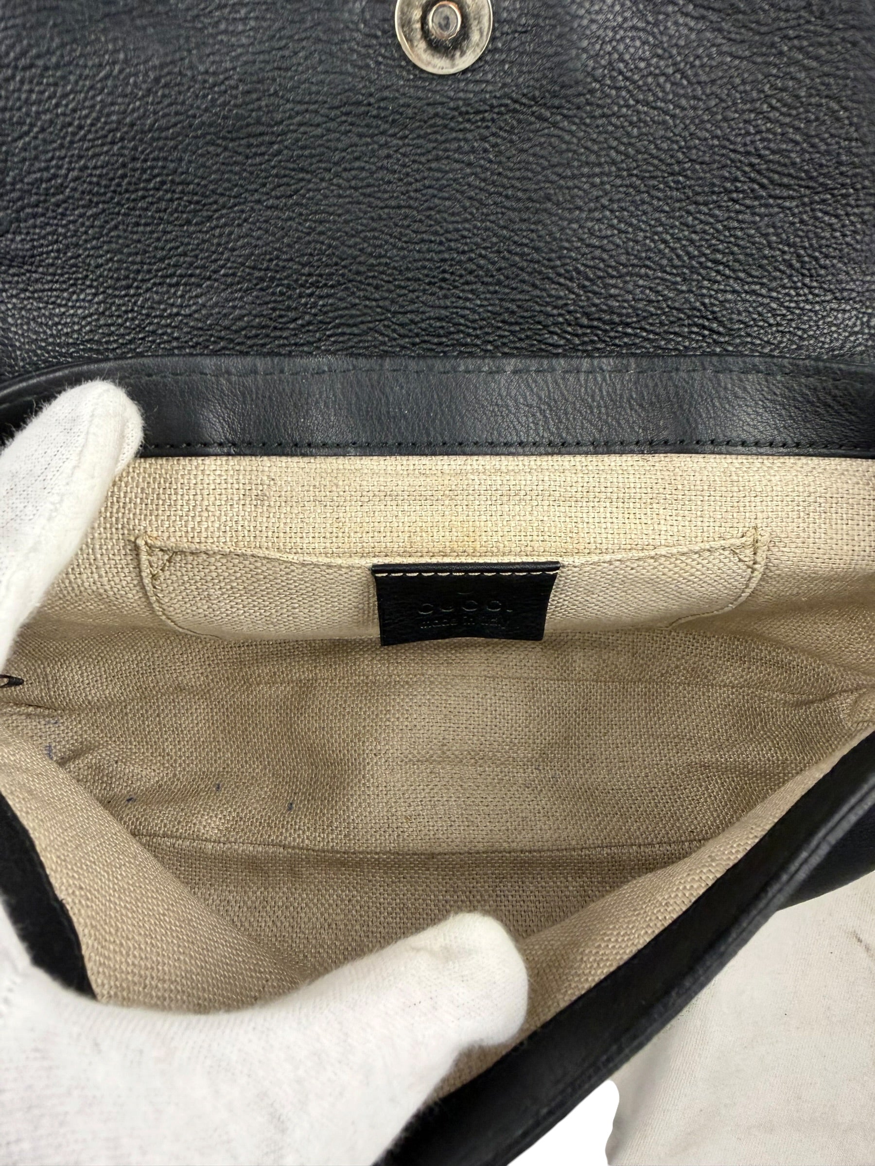 Gucci Black Leather Marrakech Evening Shoulder Bag