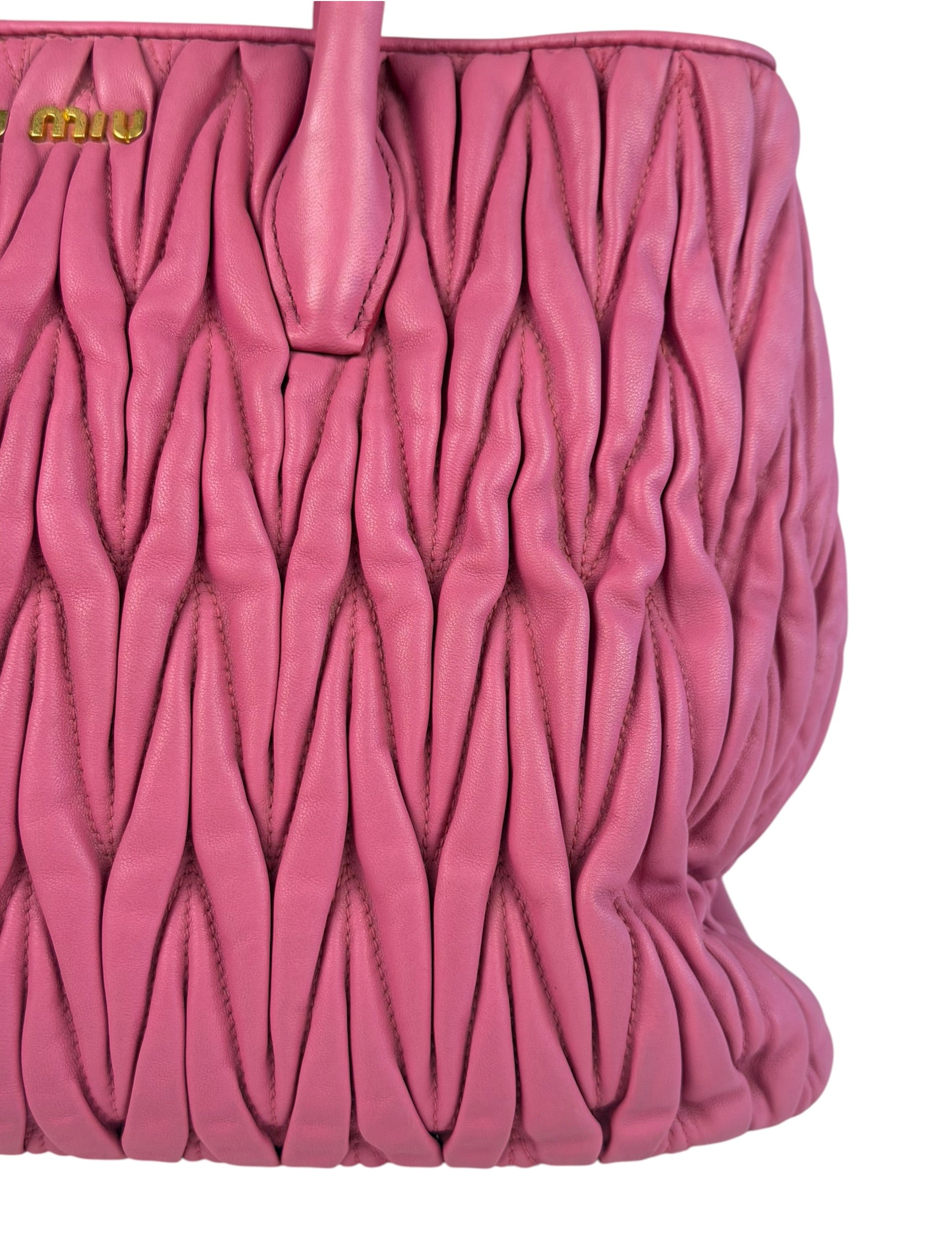 Miu Miu Pink Nappa Leather 2Way Tote Bag