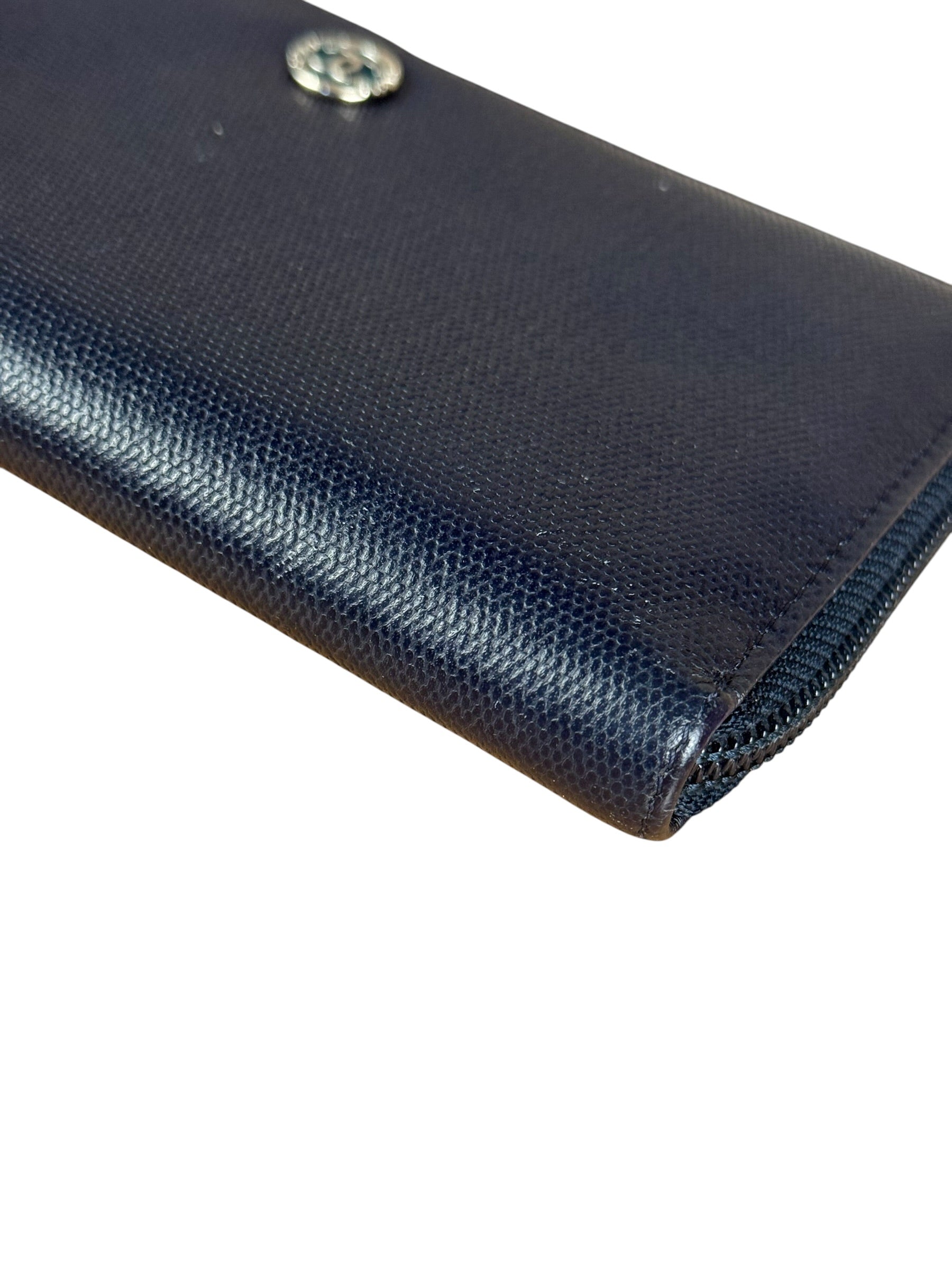 Chanel Navy Blue Long Zip Wallet