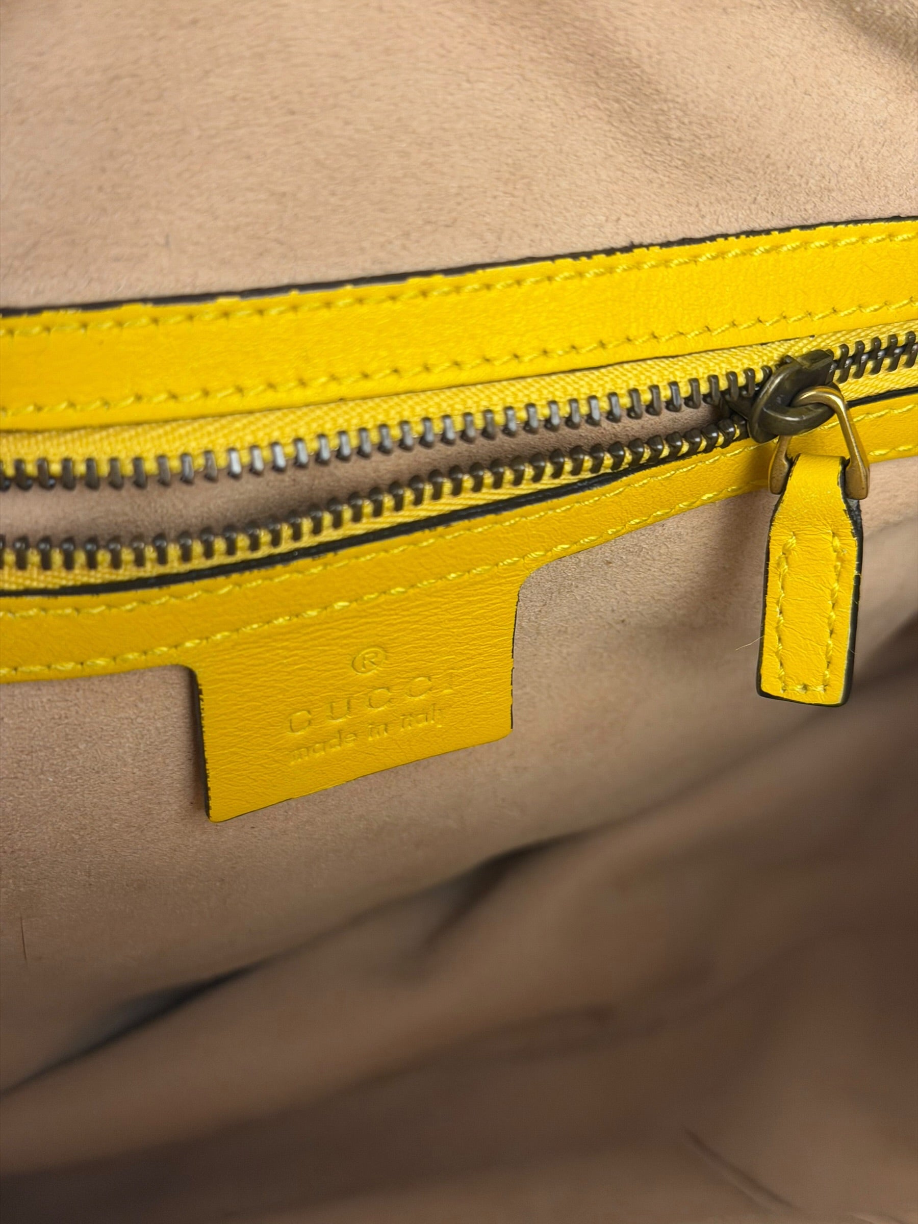 Gucci Bright Yellow GG Marmont Matelasse Shoulder Camera Bag