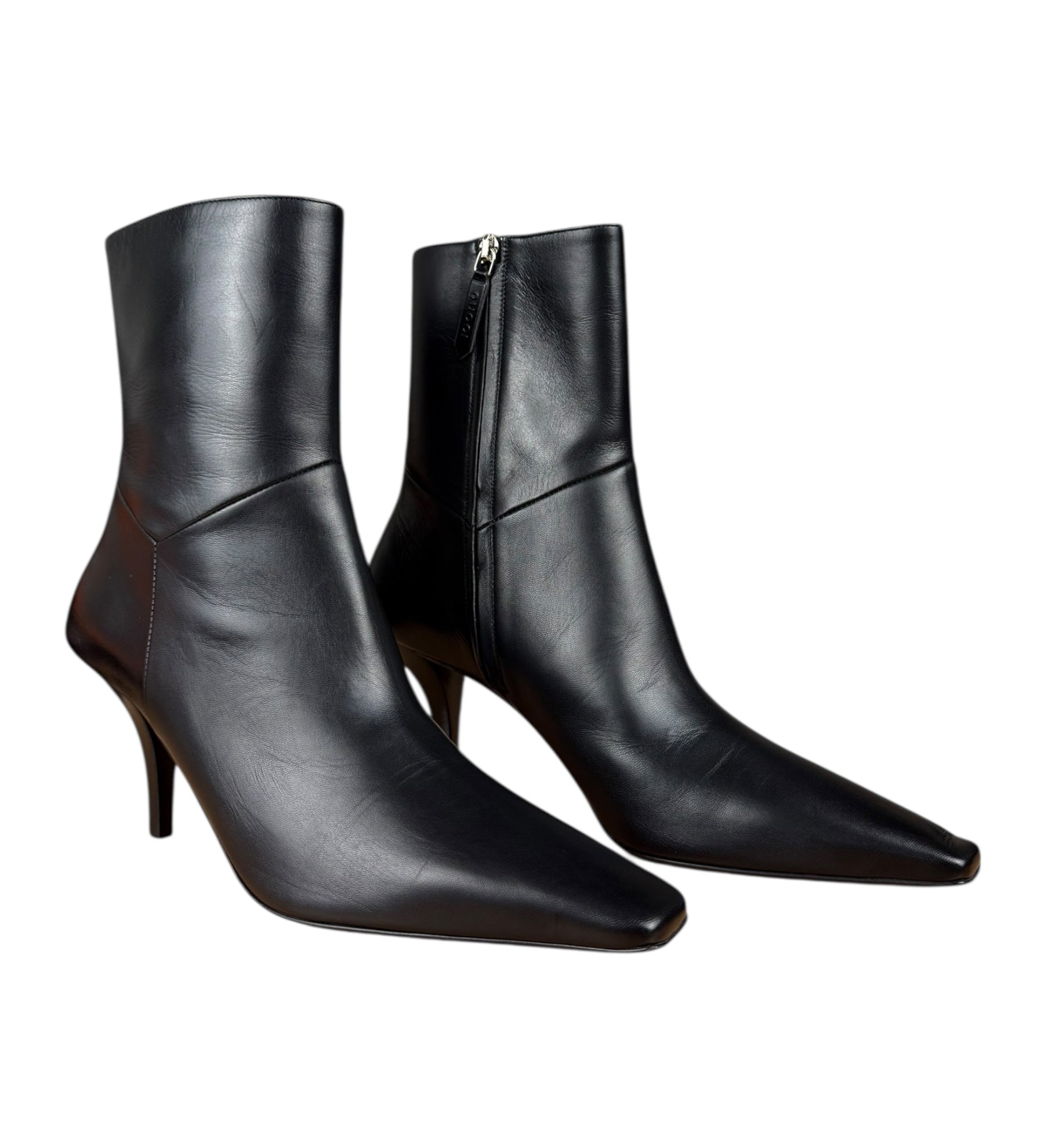 Gucci Black Leather Heel Boots