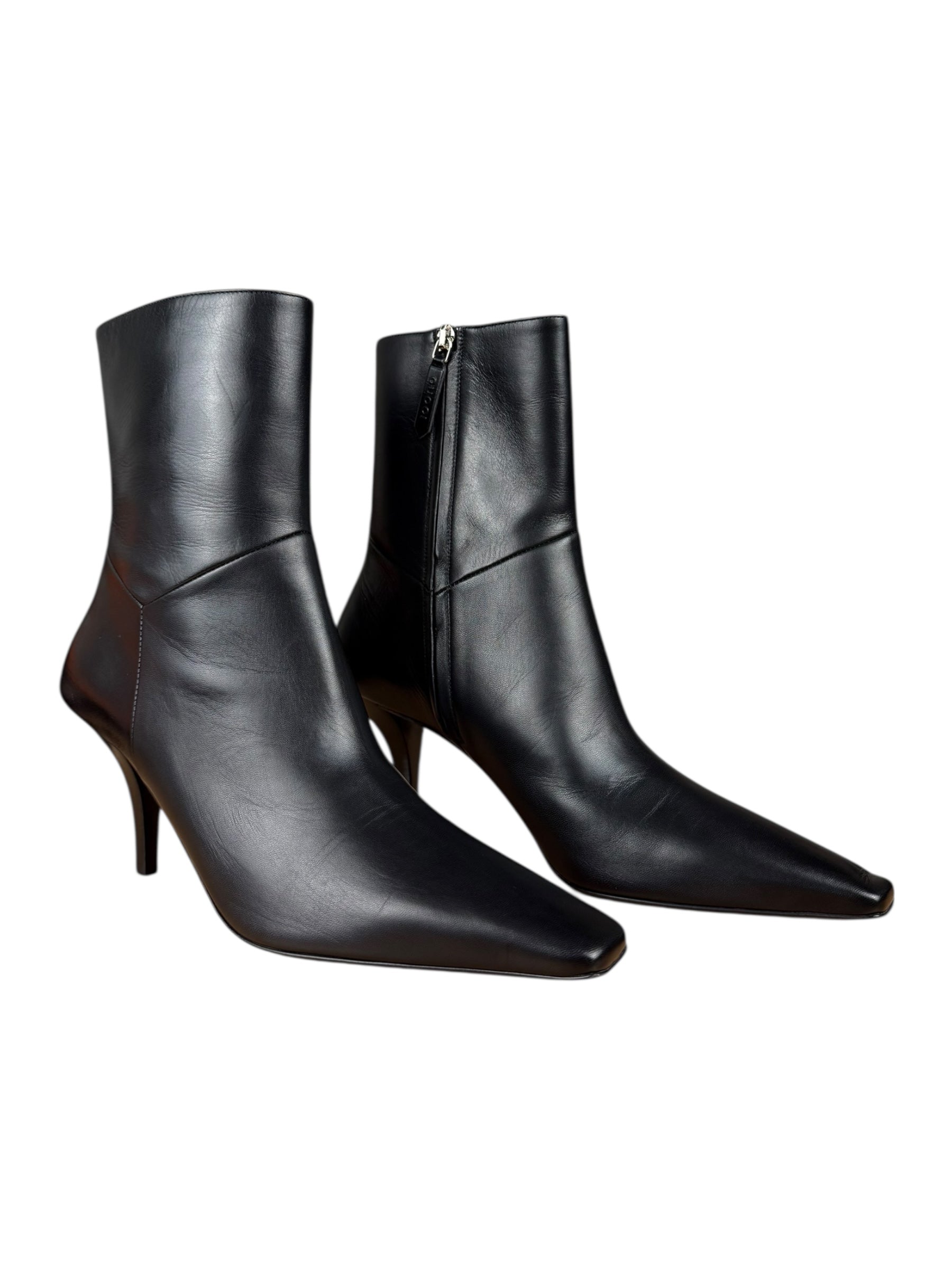 Gucci Black Leather Heel Boots