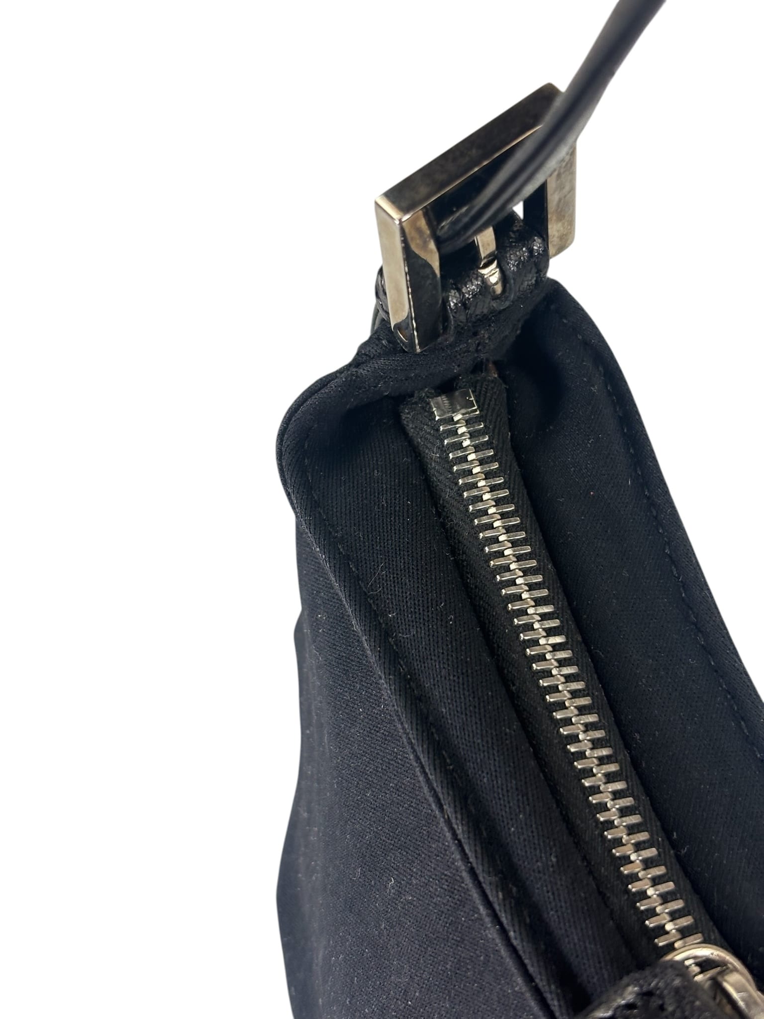 Fendi Black Leather Trim Crossbody Neoprene Baguette
