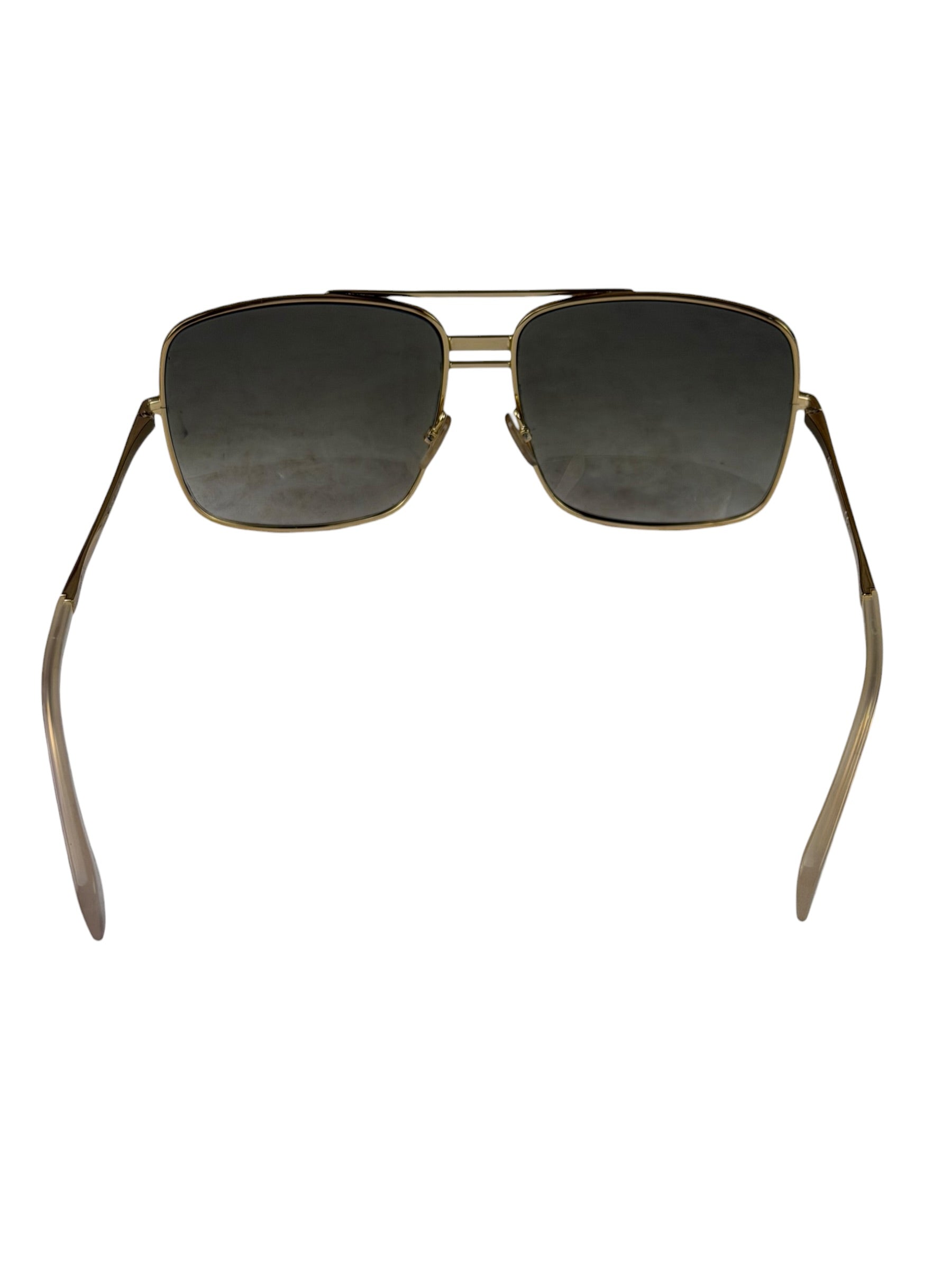 Celine Gold Tone Square Aviator Sunglasses CL41808/S