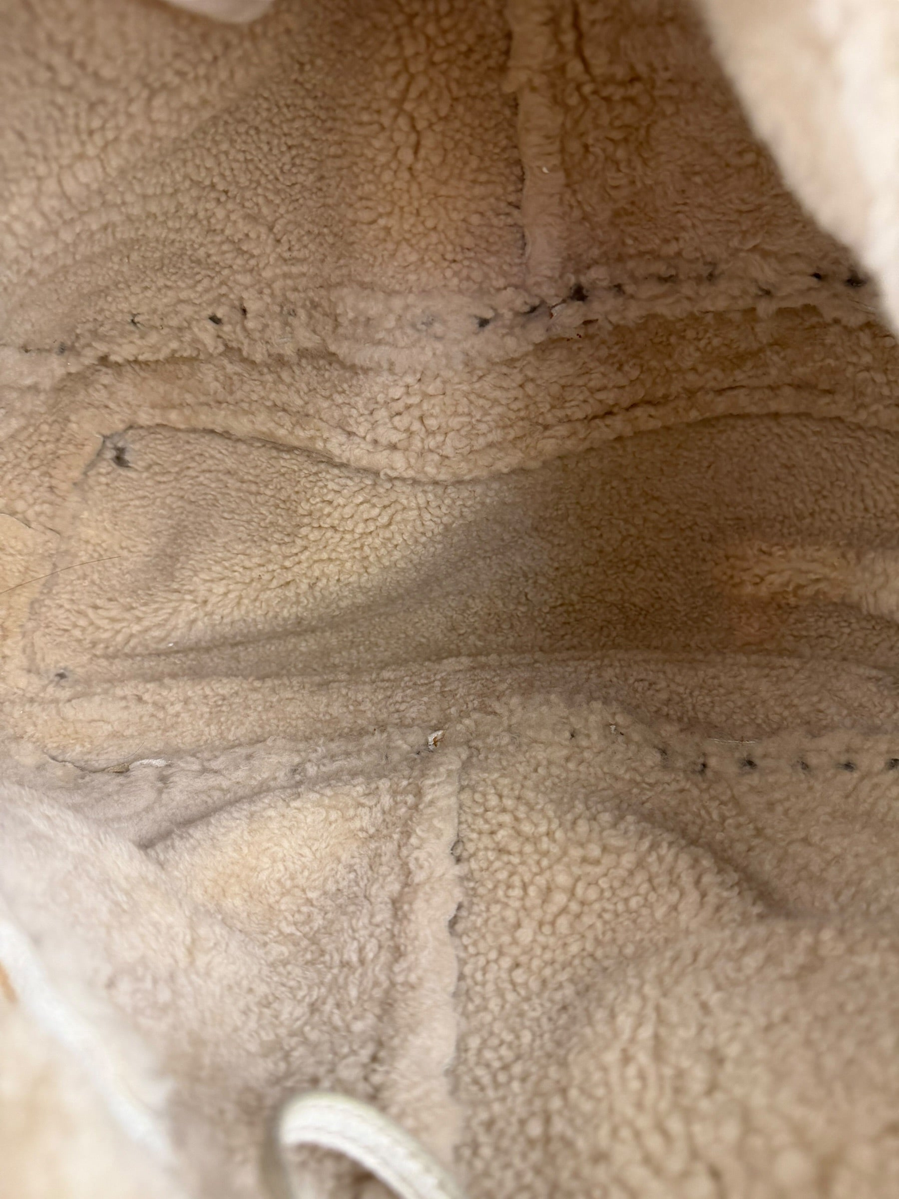 Prada Vintage White Studded Leather Shearling Bowler 2Way Bag