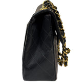 Chanel Vintage Black Quilted Leather Jumbo Flap Bag 1994