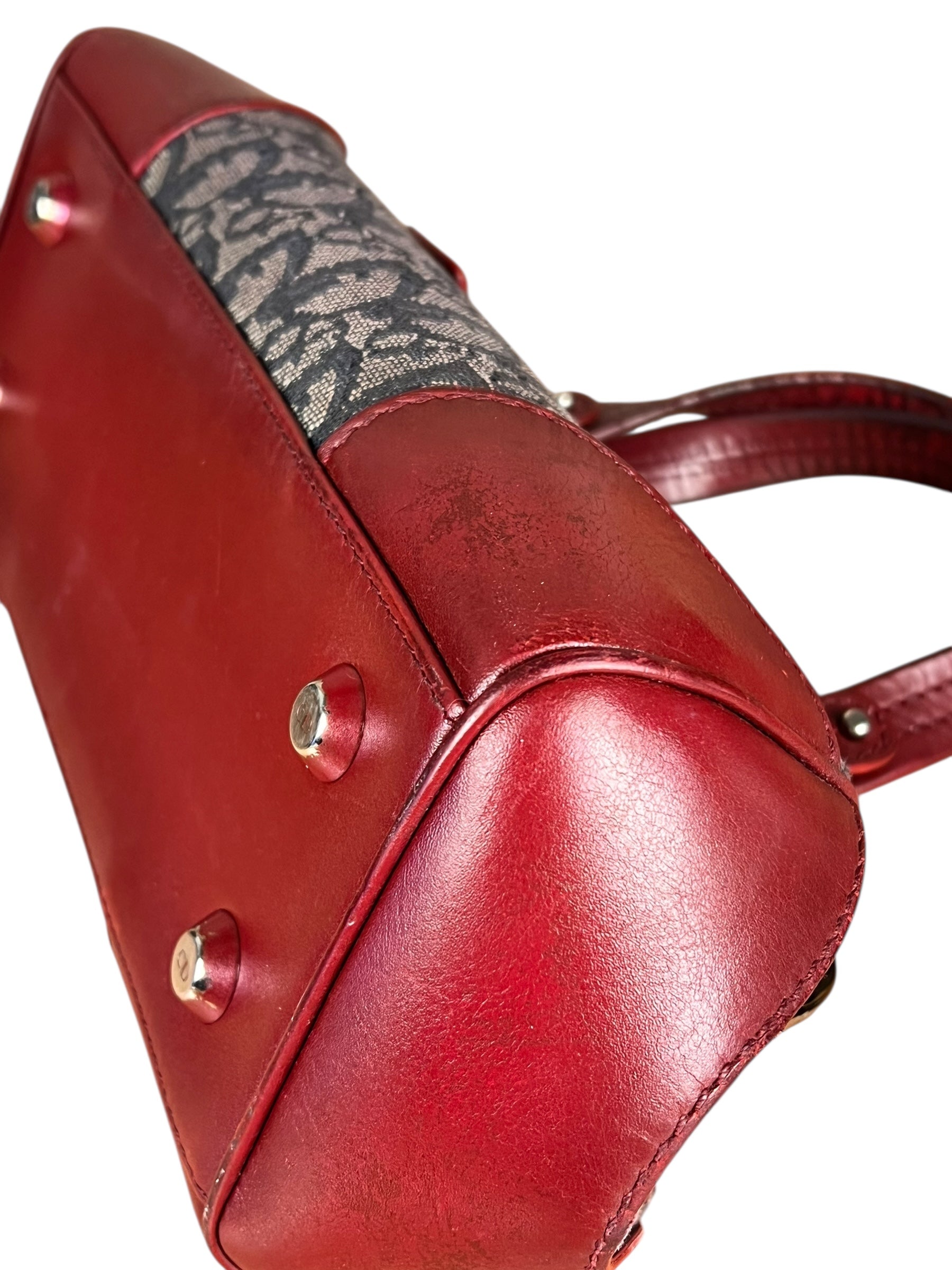 Christian Dior 2005 Doctor Bag Navy/Red Leather Trim