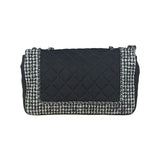 Chanel Black CC Quilted Jersey and Tweed Chain Flap Bag 2014