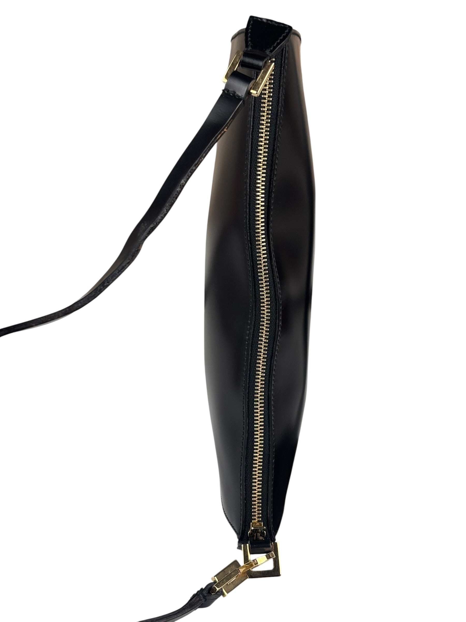 Salvatore Ferragamo Vintage Black Gancini Leather Baguette