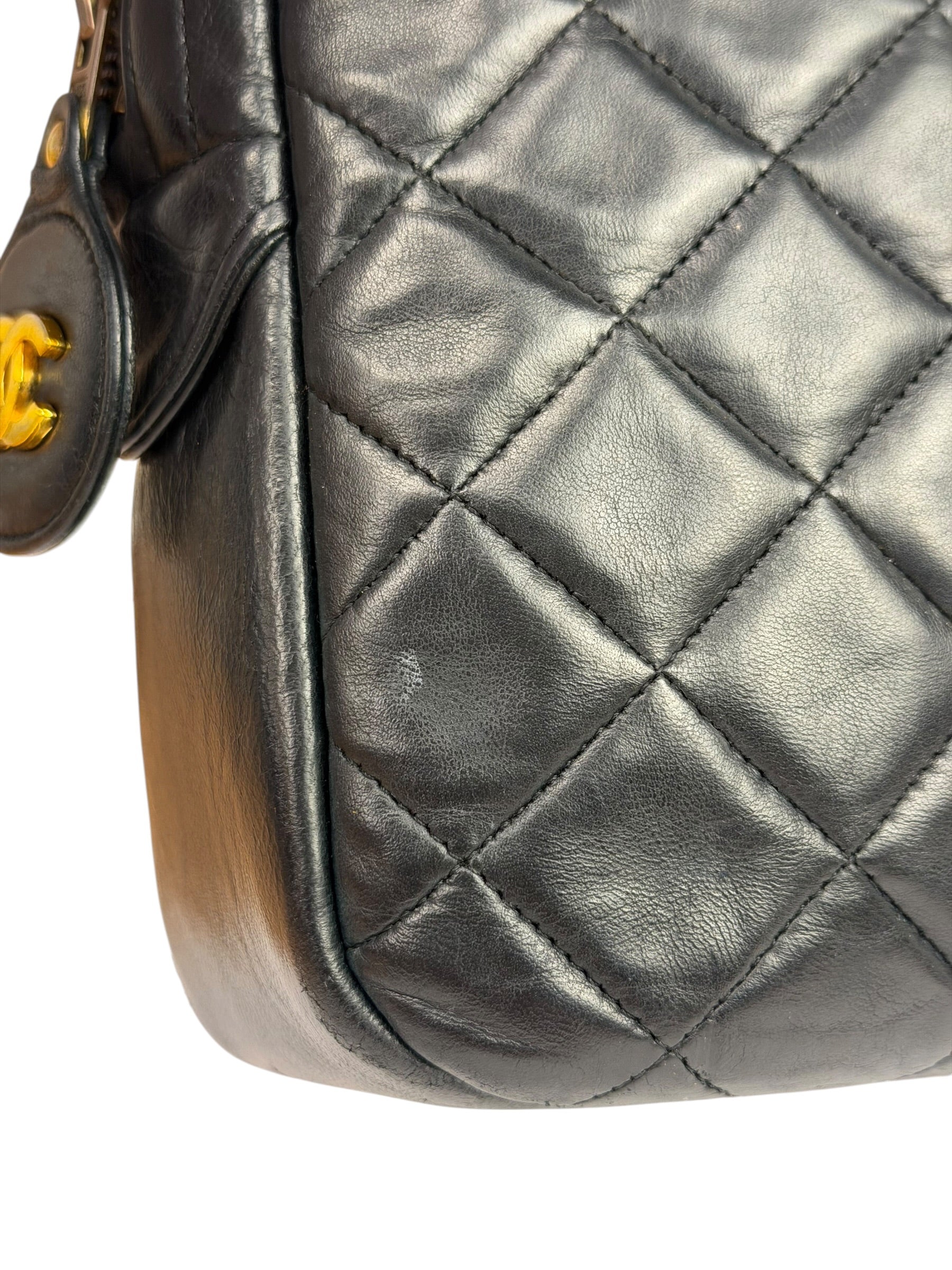 Chanel Black Quilted Lambskin Camera Bag 1989