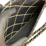 Chanel Vintage Navy Blue Leather Wild Stitch Surpique Flap Bag 2001
