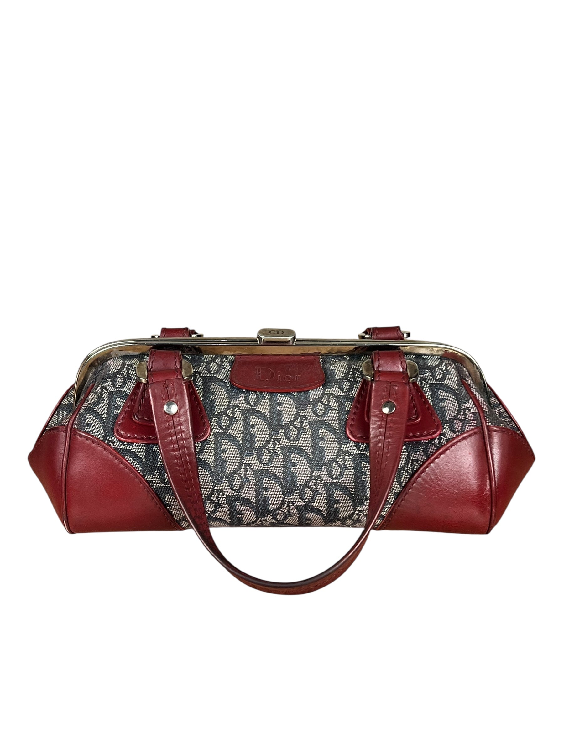 Christian Dior 2005 Doctor Bag Navy/Red Leather Trim
