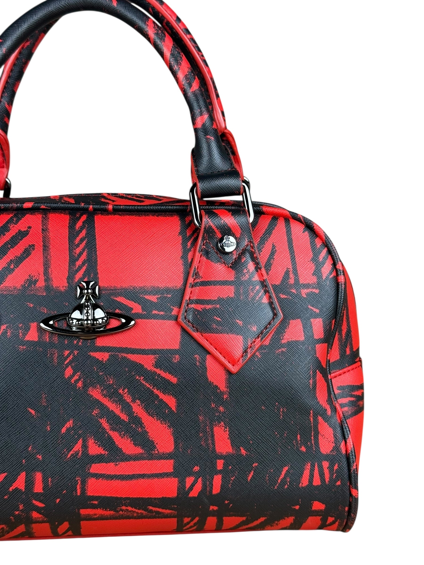 Vivienne Westwood Grafiti Plaid Boston Bag