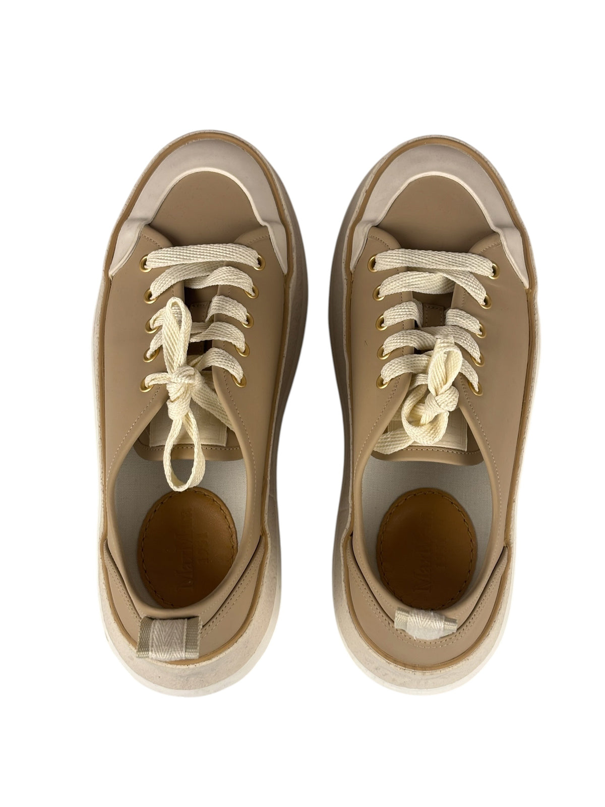 Max Mara Leather Platform Sneaker Beige