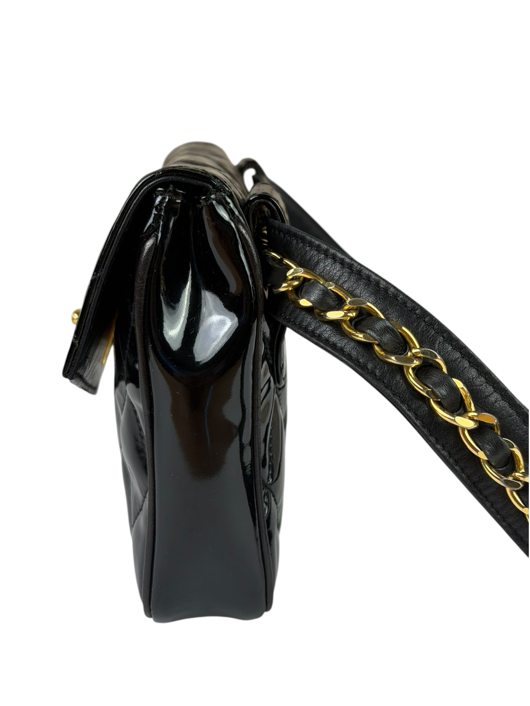 Chanel Black Patent Leather Belt Bag 1995