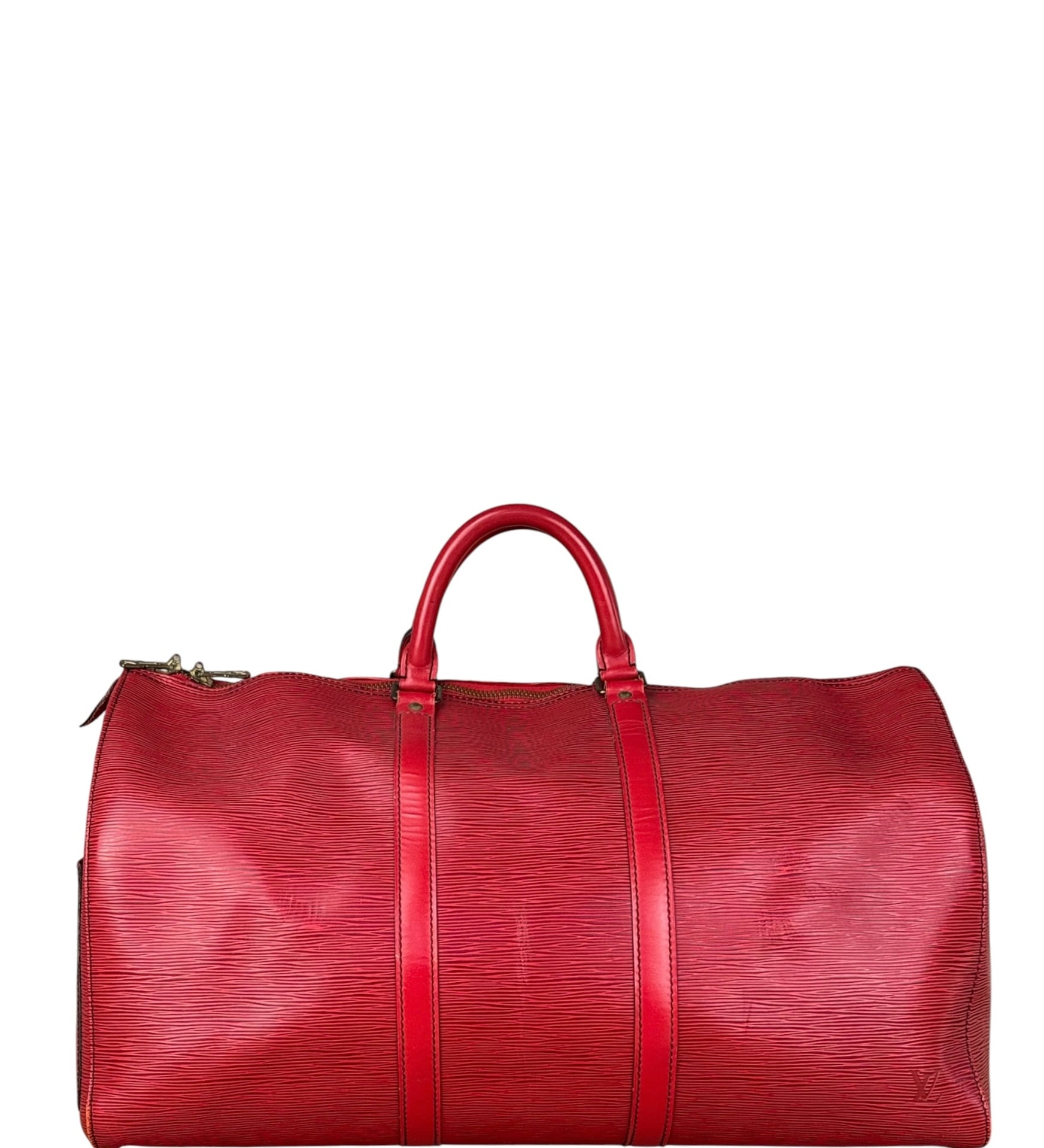 Louis Vuitton Red Epi Keepall Duffel Hand Bag