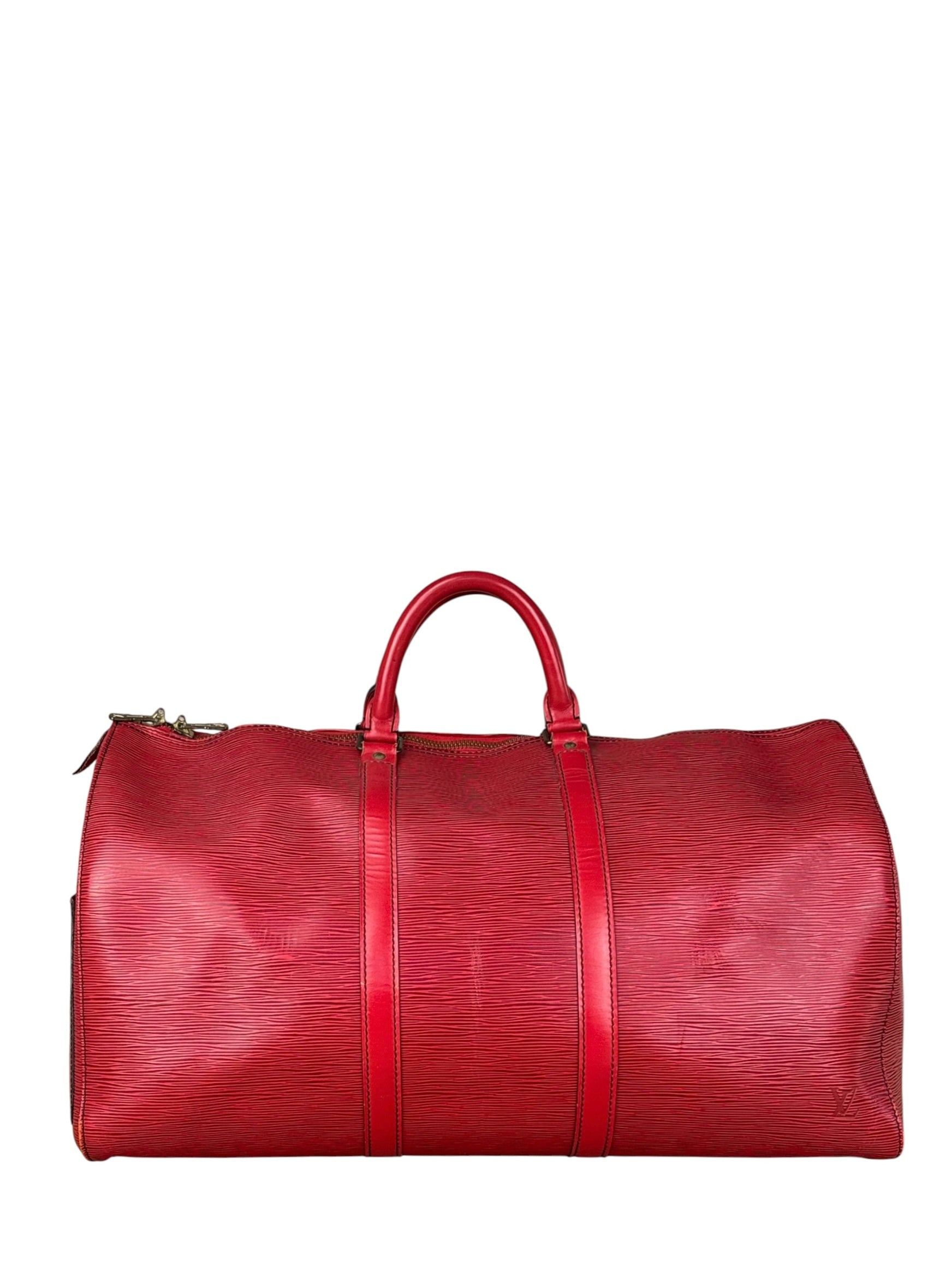 Louis Vuitton Red Epi Keepall Duffel Hand Bag