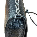 Balenciaga Black Croc Embossed Le City Clutch