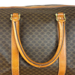 Celine Brown Leather Canvas Macadam Travel Handbag