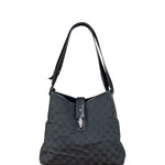 Gucci Vintage Leather Trim GG Canvas Jackie Piston Hobo Bag
