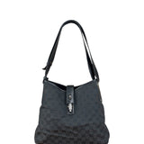 Gucci Vintage Leather Trim GG Canvas Jackie Piston Hobo Bag