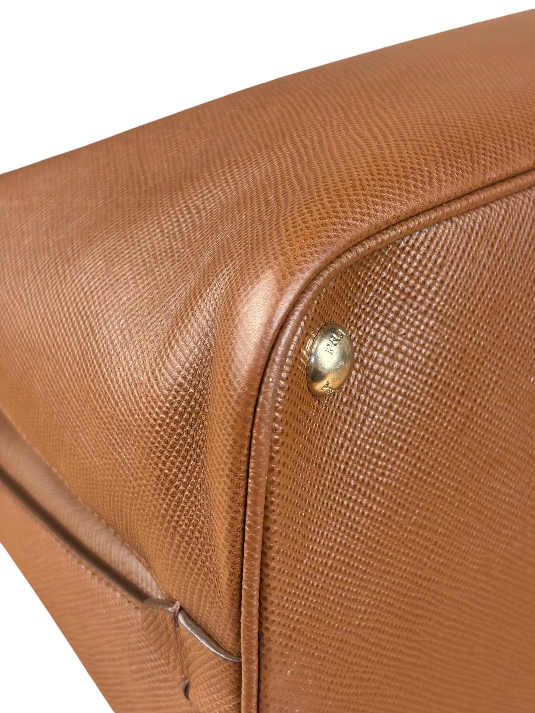 Prada Vintage Brown Leather Top Handle Bag