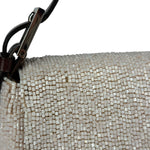 Fendi Leather-Trimmed Beaded Baguette Light Pink