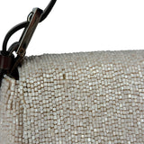 Fendi Leather-Trimmed Beaded Baguette Light Pink