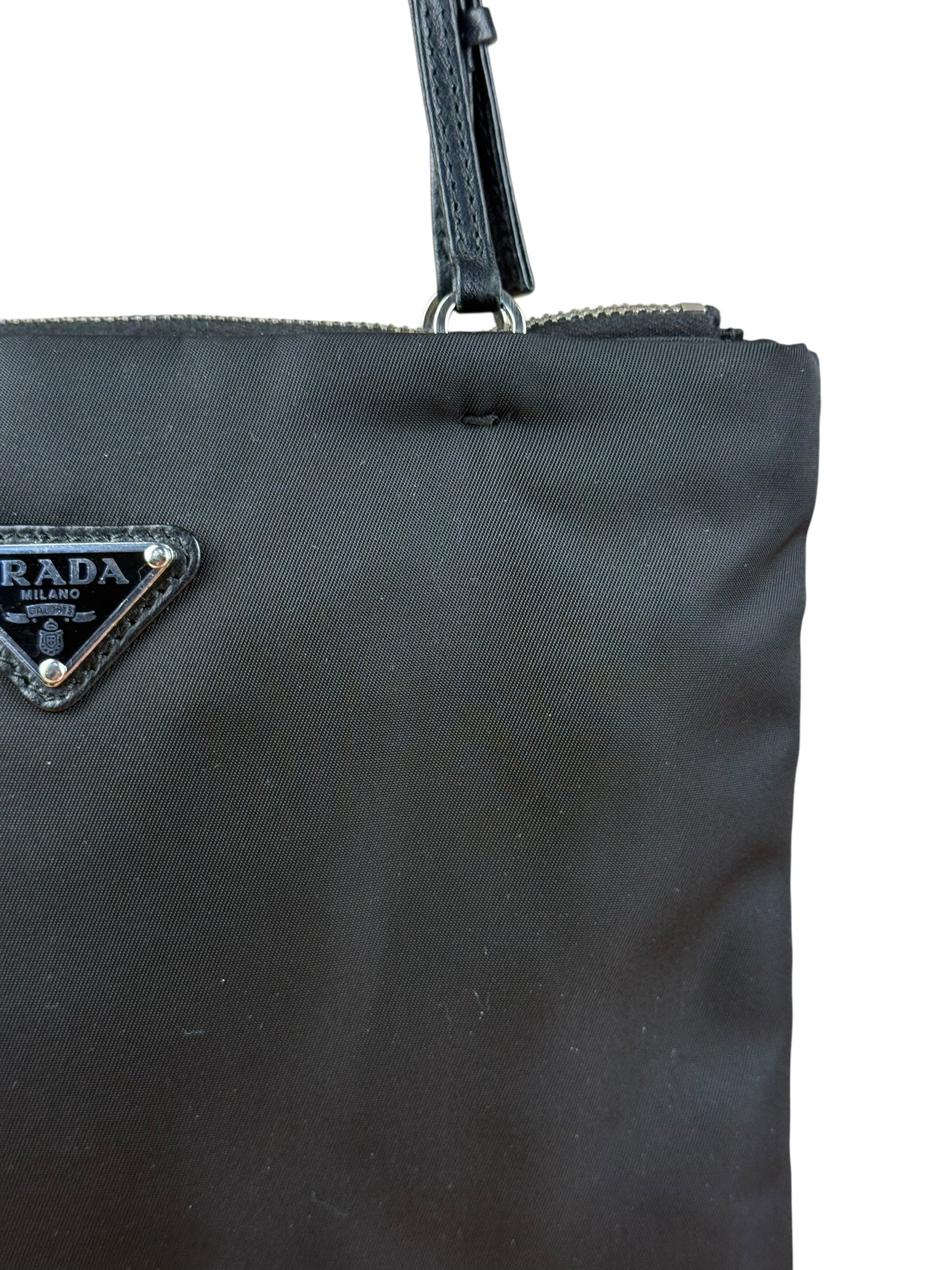 Prada Black Tessuto Small Zip Tote