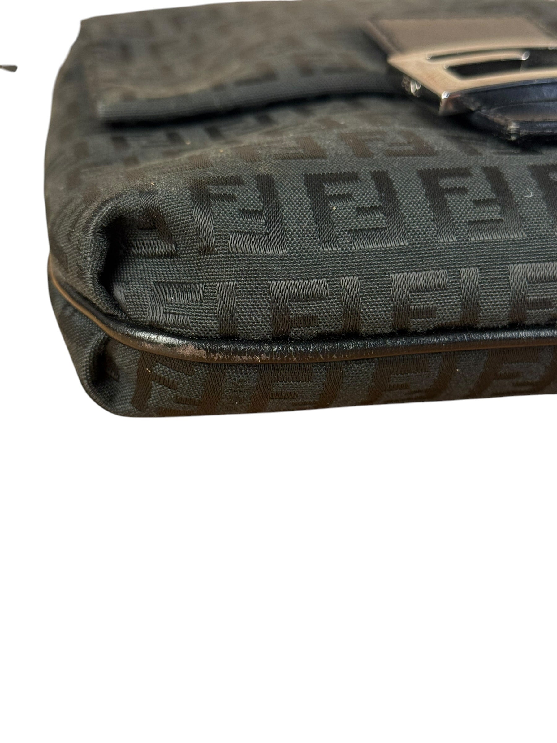 Fendi Black Zucchino Messenger Crossbody Bag