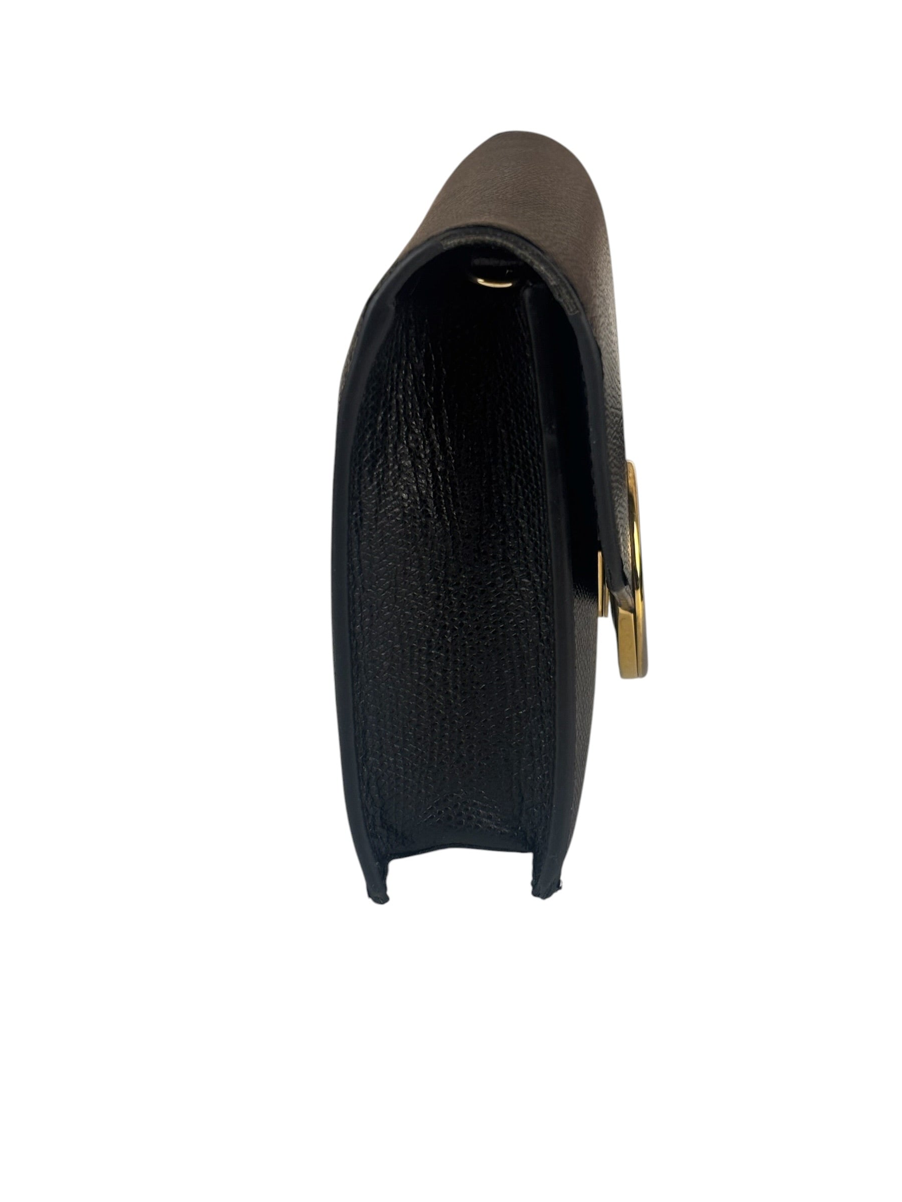 Fendi Black Leather F Envelope Wallet On Replacement Chain